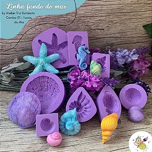 Moldes de silicone para biscuit combo Fundo do Mar
