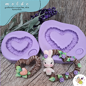 Molde guirlanda de corações, dois tamanhos