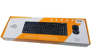 Kit Teclado e Mouse sem fio AKM615 PTLP Preto - MTG