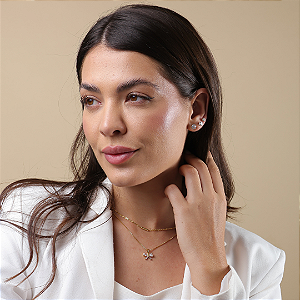 TRIO DE BRINCOS PONTO DE LUZ, BANHO DE OURO 18K E ZIRCÔNIAS