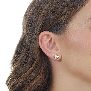 BRINCO TREVO COM QUATRO ZIRCÕNIAS E BANHO DE OURO 18K