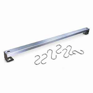 Barra Organizador Cozinha Parede Aço Inox 40cm 6 Ganchos Haus