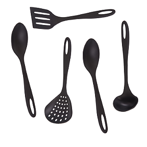 Jogo de Utensilios 5 Peças de Nylon Utily Preto