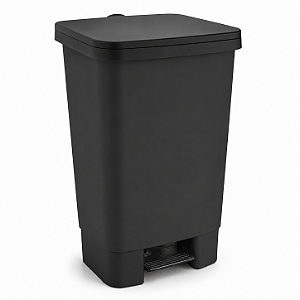 Lixeira com Pedal 50 Litros Preta Cozinha Grande Resistente Haus