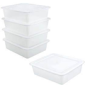 Kit 5 Bandejas com Tampa 8 Litros para Restaurante – Plástica Profissional Cozinha Industrial