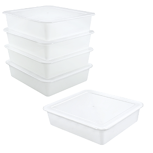 Kit 5 Bandejas com Tampa 12 Litros para Restaurante – Plástica Profissional Cozinha Industrial