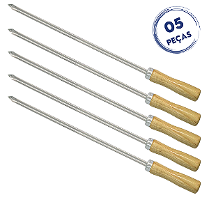Kit 5 Mini Espetos para Churrasco 40cm Aço Inox Kort