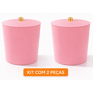 Kit 2 Lixeira 5L Rosa Tampa Banheiro Cozinha Compacta Haus