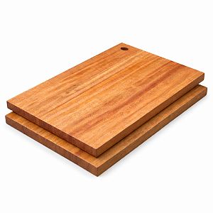 Kit 2 Tábuas de Corte de Madeira 34x22cm Multiuso Cozinha