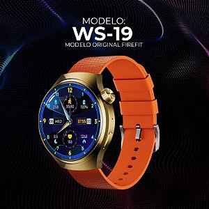 WS-19 - Smartwatch com Design Redondo, Tela Nível Amoled, Dourado