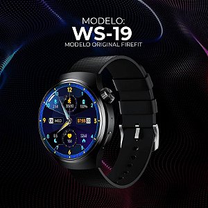WS-19 - Smartwatch com Design Redondo, Tela Nível Amoled, Preto