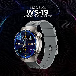 WS-19 - Smartwatch com Design Redondo, Tela Nível Amoled, Prata