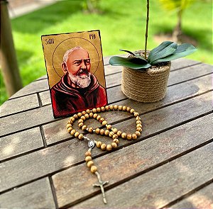 Kit de São Padre Pio Ícone + Terço