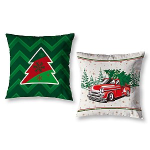 Capas de Almofadas Natal Kit 2 Peças Estampadas Decorativas