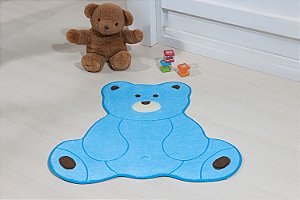 Tapete Formato Baby Antiderrapante Urso Fofo Azul Turquesa