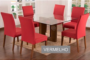 Kit Capa De Cadeira Lisa 6 Peças Vermelho