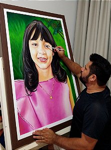 A SUA ENCOMENDA DE RETRATO, PINTURA EM TELA, COM 1 PESSOA NO QUADRO, TAMANHO 70/100 cm.