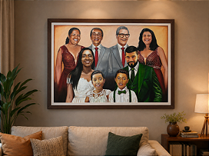 Retrato de Família Personalizado em Grafite, tamanho 70 x 100cm