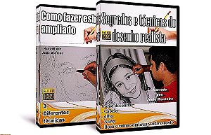 KIT COM 2 CURSOS EM DVD. COMO FAZER ESBOÇO AMPLIADO E SEGREDOS E TÉCNICAS DO DESENHO REALISTA.
