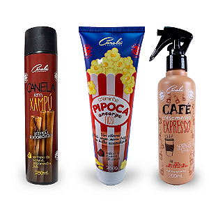 Trio Cresce e Encorpa (Canela + Café Expresso + Pipoca)