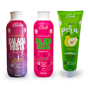 Carola Reconstrução Salada Mista (Salada Mista Xampu 200ml + Salada Mista Condicionador 200g + Pêra Creminho Reconstrutor 280g