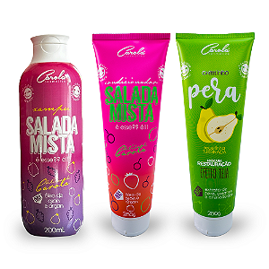 Carola Reconstrução Salada Mista (Salada Mista Xampu 200ml + Salada Mista Condicionador 280g + Pêra Creminho Reconstrutor 280g