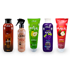 Carola Crescidos e Tratados (Café Expresso 200ml + Canela em Xampú 200ml + Pêra + Uva + Maçã )
