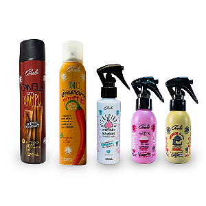 Cronograma Trata e Cresce (Xampú Canela  + Spray Pimenta  + Suspiro + Beijinho de Coco + Mousse de Cacau)
