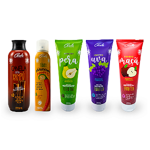Cronograma Pimenta e Frutas ( Xampú Canela + Spray Pimenta + Pêra + Uva + Maçã)