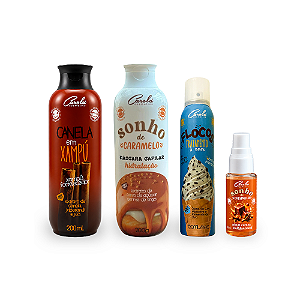 Hidratação Caramelo + Xampu Canela + Sérum Caramelo + Flocos