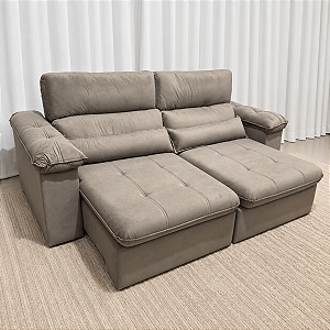 Sofá Retrátil Reclinável Raquel 2.30m D33 Molas Ensacadas – Veludo Capuccino