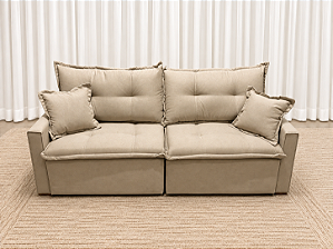 Sofá Cama Siena 2.00m Sem Caixa D28 Soft - Linho bege