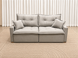 Sofá Cama Siena 2.00m Sem Caixa D28 Soft - Veludo Cinza Claro