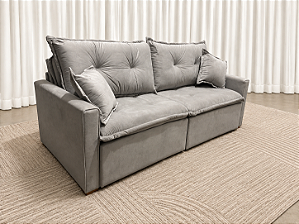 Sofá Cama Siena 2.20m Sem Caixa D28 Soft - Veludo Cinza Claro