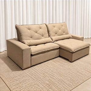 Sofá Retrátil e Reclinável Gabriel G51 2.90m D33 Molas Ensacadas - Linho Bege
