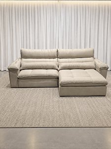 Sofá Retrátil e Reclinável Saul 2.90m D33 Molas Ensacadas - Bouclé Bege