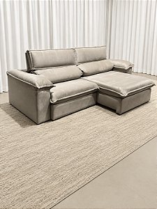 Sofá Retrátil e Reclinável Fiore 2.50m D33 Soft Molas Ensacadas – Veludo Marfim
