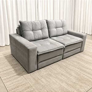 Sofá Cama RM 442 2.00m Sem Caixa D33 - Veludo Cinza Claro