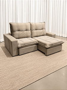 Sofá Retrátil e Reclinável Armani 2.30m D33 Soft Molas Ensacadas – Veludo Bege