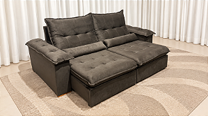Sofá Retrátil e Reclinável Florença 2.50m D33 Soft Molas Ensacadas – Veludo Capuccino