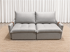 Sofá Cama Lis 2.00m Sem Caixa D28 Soft - Bouclé Cinza Mesclado