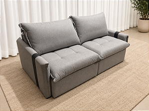 Sofá Cama Lis 2.00m Sem Caixa D28 Soft - Linho Cinza
