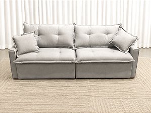 Sofá Cama Siena 2.20m Sem Caixa D28 Soft - Linho Cinza Claro
