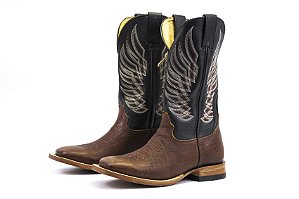 Bota Masculina Goyazes Cabeca Tan - Couro Mustang Preto