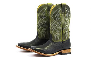 Bota Masculina Goyazes Cabeca Preto - Couro Dallas Folha - Couro