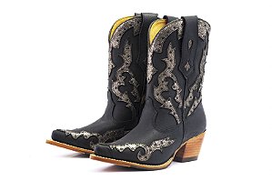Bota Feminina Goyazes Couro Pit Stop Preto - Couro Pit Stop Preto - Couro BF