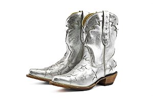 Bota Feminina Goyazes Metalizado Prata - Metalizado Prata - Couro BF