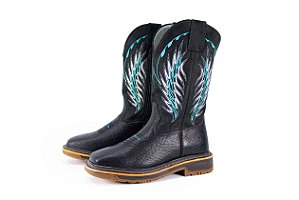 Bota Masculina Mr West - Cabeça Preta - Cano Médio Fossil Preto - Work