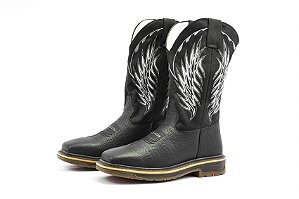 Bota Masculina Mr West - Cabeça Preta - Cano Médio Fossil Preto - Work