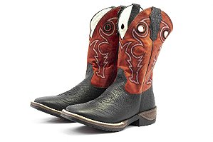 Bota Masculina Mr West - Cabeça Preta - Cano Médio Fóssil Vermelho - Jump